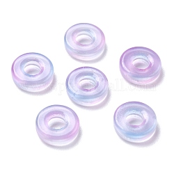 Abalorios de vidrio esmerilados, con polvo del brillo, disco / plano y redondo, lila, 11x3mm, agujero: 4 mm