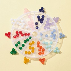 100pcs 10 colores teñidos naturales perlas de jade de Malasia, redondo, color mezclado, 8mm, agujero: 1 mm, 10 piezas / color