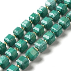 Fili di perline howlite naturale, tinto, sfaccettato, cubo, verde, 7.5x8x7.5mm, Foro: 1.2 mm, circa 40pcs/filo, 15.63 pollice (39.7 cm)