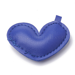 Colgantes de imitación de cuero, corazón, azul, 39~40x48.5~49x10.5~12mm, agujero: 4 mm