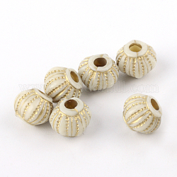 Perles acryliques de placage lanterne, métal doré enlaça, beige, 6.5x7.5mm, Trou: 2mm