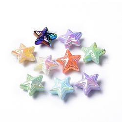 Abalorios acrílicos opacos, color de ab chapado, estrella, color mezclado, 22.5x24.5x11.5mm, agujero: 2.1 mm