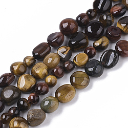 Chapelets de perles d'œil de tigre naturel, pépites, pierre roulée, 5~11x5~8x3~6mm, Trou: 0.8mm, environ: 52~56 perle / Chapelet, 15.94 pouce (40.5 cm)