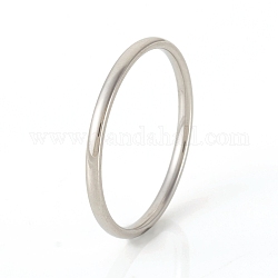 201 acero inoxidable anillos de banda lisos, color acero inoxidable, nosotros tamaño 7 1/4 (17.5 mm), 1.5mm