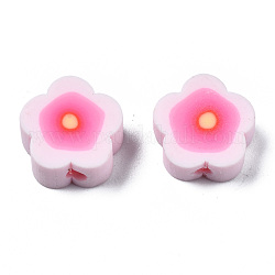 Manuell Polymer Ton Perlen, Blume, neblige Rose, 7~10x7~11x3~5 mm, Bohrung: 1.6 mm