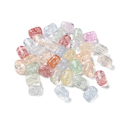Perles en verre craquelé transparentes, baril, couleur mixte, 11x8mm, Trou: 1.5mm