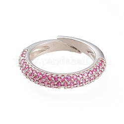 Anelli per polsini in zirconi cubici in ottone regolabili, anelli aperti, placcato di lunga durata, platino, rosa intenso, formato 5, 16mm
