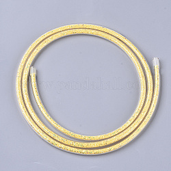 Eco-Friendly PVC Synthetic Rubber Cord, with Paillette/Sequins Inside, Yellow, 6mm, about 0.98~1.31 yards(0.9~1.2m)/strand