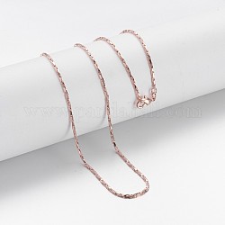 Collares de cadena de latón, cadena coreana, con broches de langosta, oro rosa, 17.9 pulgada (45.4 cm), 0.94~0.96mm