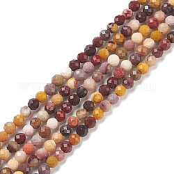 Facettierte runde Perlenstränge aus natürlichem Mookait, 2 mm, Bohrung: 0.5 mm, ca. 170 Stk. / Strang