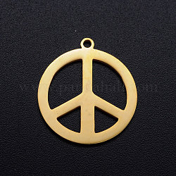 201 Stainless Steel Pendants, Peace Sign, Golden, 21x19x1mm, Hole: 1.4mm