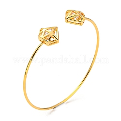 Прозрачные браслеты-манжеты из кубического циркония, браслет из настоящей латуни с покрытием из 18-каратного золота, алмаз, внутренний диаметр: 2-1/4 дюйм (5.85 см)