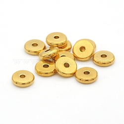 Abalorios de 304 acero inoxidable, disco / plano y redondo, dorado, 5x2mm, agujero: 1.8 mm