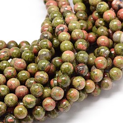 Pierre naturelle unakite chapelets de perles rondes, 14mm, Trou: 1mm, Environ 28 pcs/chapelet, 15.7 pouce