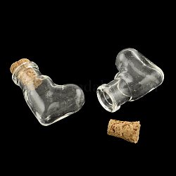 Botella de vidrio de arranque para contenedores de abalorios, con tapón de corcho, deseando botella, Claro, 20x11x25mm, agujero: 6 mm, cuello de botella: 9.5 mm de diámetro, capacidad de la botella: 2ml (0.06 fl. oz).