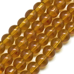 Glass Beads Strands, Round, Goldenrod, 8mm, Hole: 1mm, about 40pcs/strand, 11 inch~12 inch