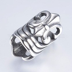 304 Stainless Steel Beads, Large Hole Beads, Hollow, Tube Beads, Antique Silver, 20x12mm, Hole: 8.5mm