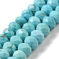 Perles de howlite naturelles teintes, facettes rondelle, turquoise pale, 7.5~8x5.5mm, Trou: 1mm, Environ 72 pcs/chapelet, 15.31 pouce (38.9 cm)