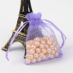 Organza Gift Bags with Drawstring, Jewelry Pouches, Wedding Party Christmas Favor Gift Bags, Medium Purple, 9x7cm