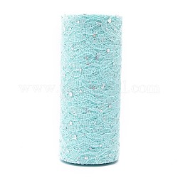 Nastri in mesh deco glitter con paillettes, tessuto di tulle, per la decorazione della festa nuziale, decorazione di gonne, turchese pallido, 6 pollice (150 mm), 10iarde/rotolo