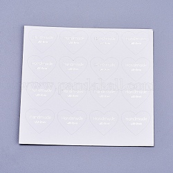 Pegatinas de sellado del día de san valentín, etiquetas adhesivas de la imagen del paster, para el embalaje de regalo, corazón con palabra hecha a mano con amor, blanco, 28x32mm