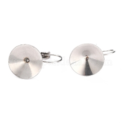 304 Stainless Steel Leverback Earring Settings, with Bumpy Pattern, Cone, Stainless Steel Color, 20.5x13x12.5mm, Pin: 1mm