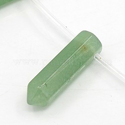 Natural Green Aventurine Pointed Pendant Beads Strands, Bullet, Green Aventurine, 30x9mm, Hole: 1mm, about 12pcs/strand, 15.75inch