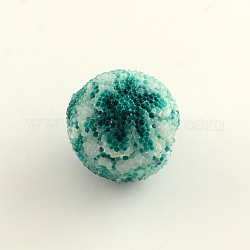 Round Polymer Clay Seed Beads, Half Drilled Beads, Green, 17mm, Hole: 4mm