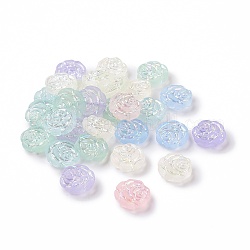 Perles acryliques transparents dépoli, de couleur plaquée ab , rose, couleur mixte, 13.5x14x5mm, Trou: 1.6mm, 950 pcs / 500 g