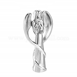 Ciondoli ceneri urna commemorativa apribili in acciaio inossidabile, angelo con ala, argento, 35x17mm