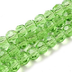 Abalorios de vidrio transparentes, facetas (32 facetas), redondo, cal, 6mm, agujero: 1 mm, aproximamente 98 pcs / cadena, 20.47 pulgada (52 cm)
