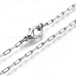 Büroklammerketten aus Messing, gezeichnete längliche Kabelkette Halskette machen, mit Karabiner verschlüsse, Platin Farbe, 17.71 Zoll (45 cm) lang, Link: 5x2x0.7 mm, Sprungring: 4x1 mm