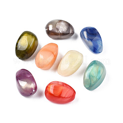 Opaque Acrylic Beads, Two Tone Color, with Glitter Powder, Teardrop, Mixed Color, 25x18.5x17.5mm, Hole: 2mm, about 115pcs/500g