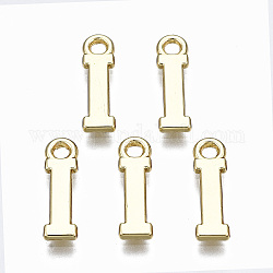 Alloy Charms, Cadmium Free & Nickel Free & Lead Free, Alphabet, Real 16K Gold Plated, Letter.I, 14x4x1mm, Hole: 1.6mm