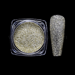 Polvere glitter per unghie, cielo stellato / effetto specchio, decorazione chiodo lucido, verga d'oro pallido, scatola: 30x30x16.5 mm