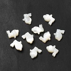 Perles de coquillage blanc naturel, lapin, couleur de coquillage, 11x11x3.5mm, Trou: 0.7mm
