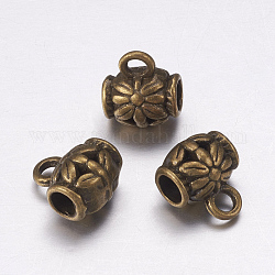 Tibetan Silver Tube Bails, Loop Bails, Bail Beads, Lead Free & Cadmium Free & Nickel Free, Antique Bronze, about Beads: 9mm long, 7.5mm wide, 3.5mm inner diameter, hole: 2mm