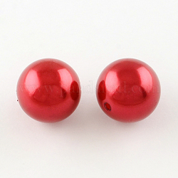 Perles rondes en plastique ABS d'imitation perle, rouge, 20mm, Trou: 2mm, environ 120 pcs/500 g