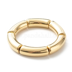 Bracciale elasticizzato con perline tubolari curve in plastica grossa ccb per uomo donna, oro, diametro interno: 2 pollice (5.2 cm)