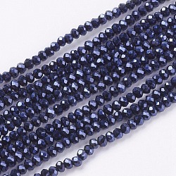 Chapelets de perles en verre électroplaqué, plein plaqué, facette, rondelle, hématite plaqué, 3x2mm, Trou: 0.8mm, Environ 185~190 pcs/chapelet, 14.9~16.9 pouce (38~43 cm)