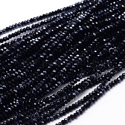 Trefoli sfaccettati con perline in vetro placcato placcato arcobaleno mezzo rondelle, nero, 2.8~3x2mm, Foro: 0.8 mm, circa 200pcs/filo, 15.1 pollice