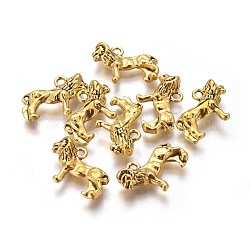 Tibetan Style Pendants, Lion, Cadmium Free & Nickel Free & Lead Free, Antique Golden, 23x16x7mm, Hole: 2mm, about 383pcs/1000g