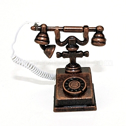 Mini-Telefonmodell aus Legierung, Puppenhaus-Zubehör für Mikrolandschaften, vorgetäuschte Requisitendekorationen, Rotkupfer, 21x16x29 mm