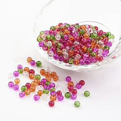 Perlas de vidrio craquelado pintado, mezcla de navidad, redondo, color mezclado, 4~4.5x4mm, agujero: 1 mm, aproximamente 400 unidades / bolsa
