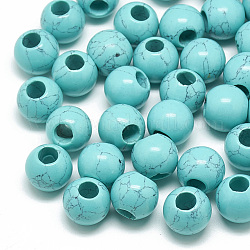 Dyed Synthetic Turquoise Beads, Large Hole Beads, Rondelle, 14x12mm, Hole: 5.5mm