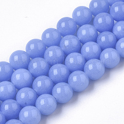 Fili sintetici perline di pietra luminosa, tondo, blu fiordaliso, 8x8mm, Foro: 1 mm, circa 47~49pcs/filo, 14.17 pollice~14.69 pollici