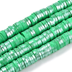 Chapelets de perle en pâte polymère manuel, nacré, disque / plat rond, perles heishi, vert de mer moyen, 6mm, Trou: 1.5mm, 15.75'' (40 cm)