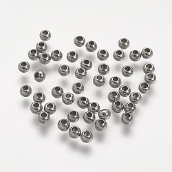 Intercalaire perles en 304 acier inoxydable, ronde, couleur inoxydable, 4x3mm, Trou: 1.5mm