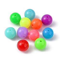 Perlas de acrílico fluorescentes, redondo, color mezclado, 12mm, agujero: 2 mm, aproximamente 500 unidades / 500 g