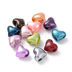 ABS perlas de imitación de plástico perlas europeas, Abalorios de grande agujero, corazón, color mezclado, 19.5x24x11.5mm, agujero: 5.4 mm, aproximamente 155 unidades / 500 g